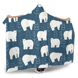 Polar Bear Mother Her Child Pattern Hooded Blanket