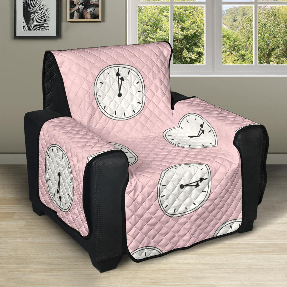 Clock pattern pink blackground Recliner Cover Protector