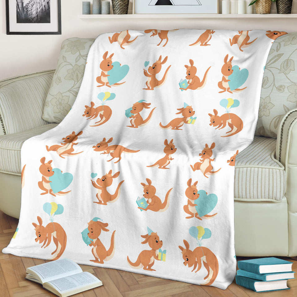 Cute Kangaroo Pattern Premium Blanket