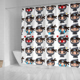 Cute Ninja Design Pattern Shower Curtain Fulfilled In US