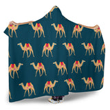 Camel Pattern Blue Blackground Hooded Blanket