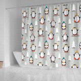 Cute Penguin Christmas Pattern Shower Curtain Fulfilled In US