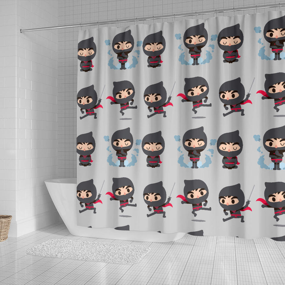 Cute Ninja Pattern Shower Curtain Fulfilled In US