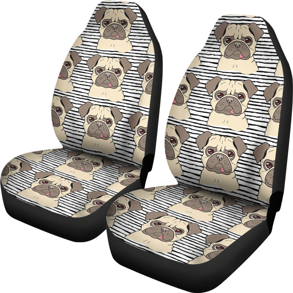 Happy Pug Pattern  Universal Fit Car Seat Covers
