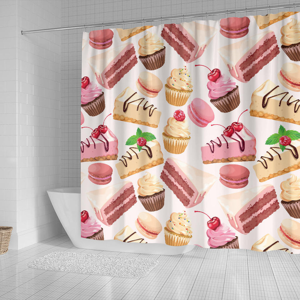 Cake Cupcake Sweets Pattern Shower Curtain Fulfilled In US