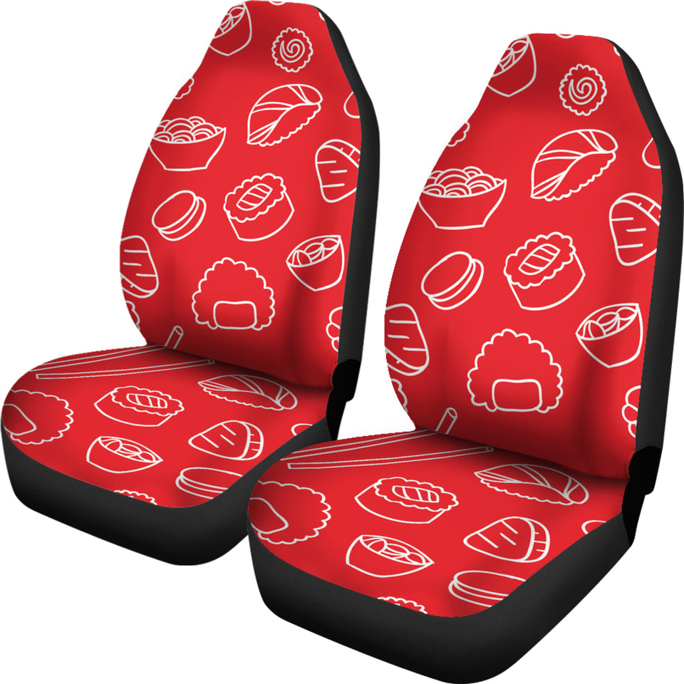 Sushi Pattern Red Background  Universal Fit Car Seat Covers