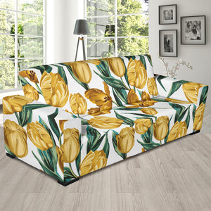 Yellow Tulips Pattern Sofa Slipcover