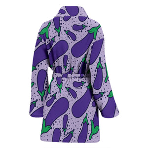 Eggplant Pattern Print Design 03 Women's Bathrobe