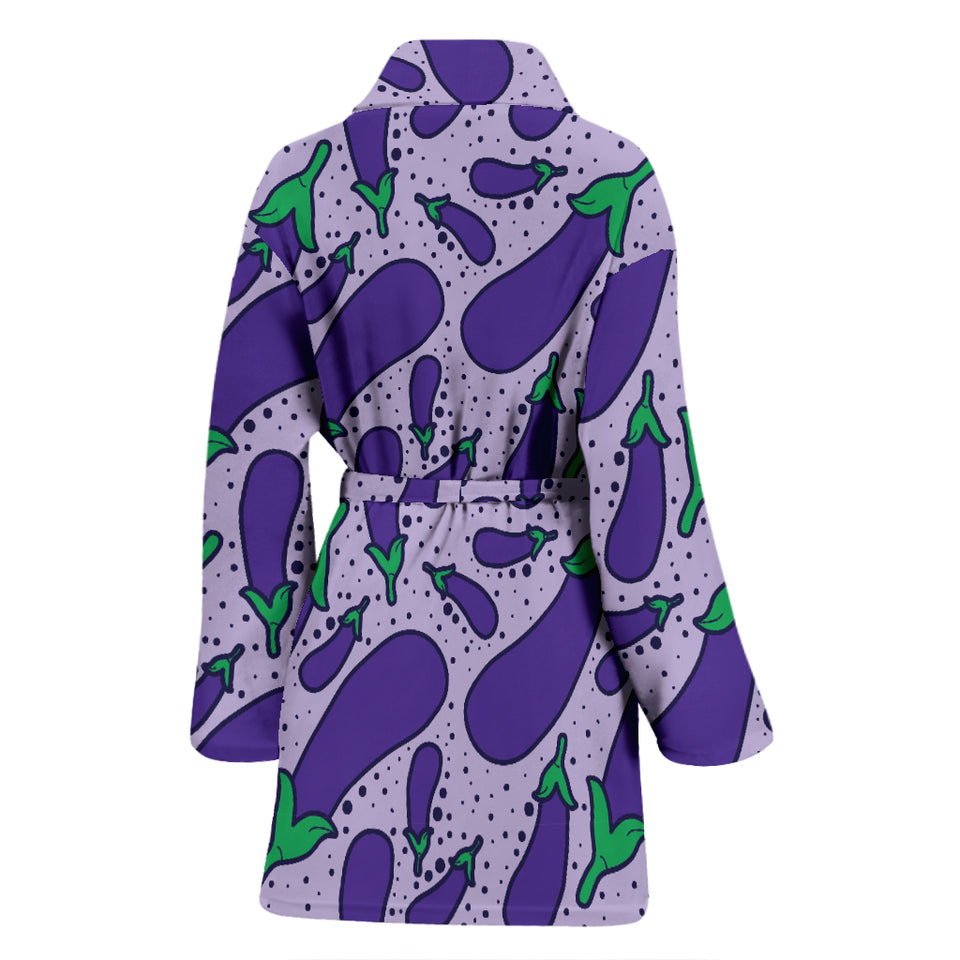 Eggplant Pattern Print Design 03 Women's Bathrobe