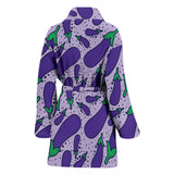 Eggplant Pattern Print Design 03 Women's Bathrobe