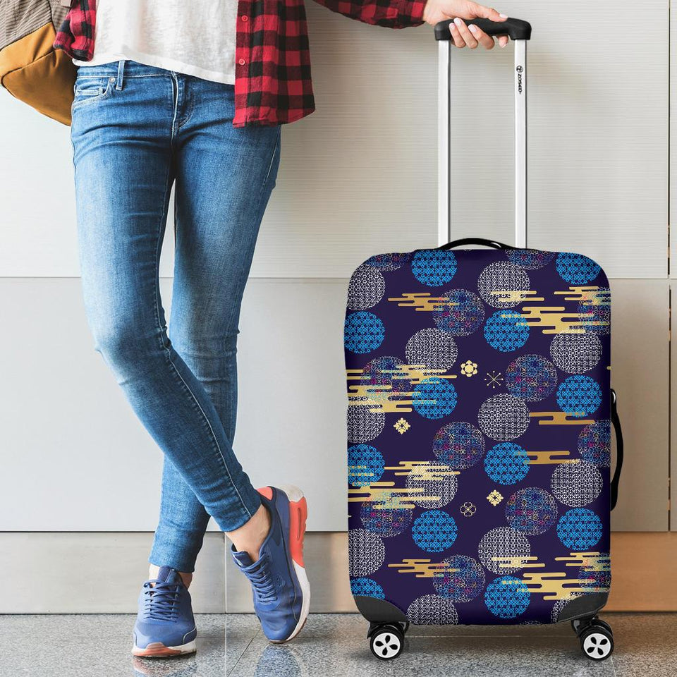 Blue Japanese Pattern Cloud Wave Flower Cabin Suitcases Luggages