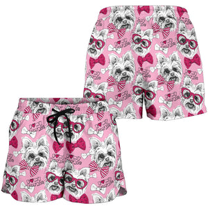 Yorkshire Terrier Pattern Print Design 03 Women Shorts