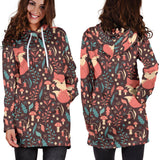 Fox Leaves Mushroom Pattern Women'S Hoodie Dress