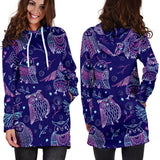 Cute Owls Pattern Boho Style Ornament Women'S Hoodie Dress