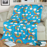 Rainbows Sky Clouds Pattern Premium Blanket