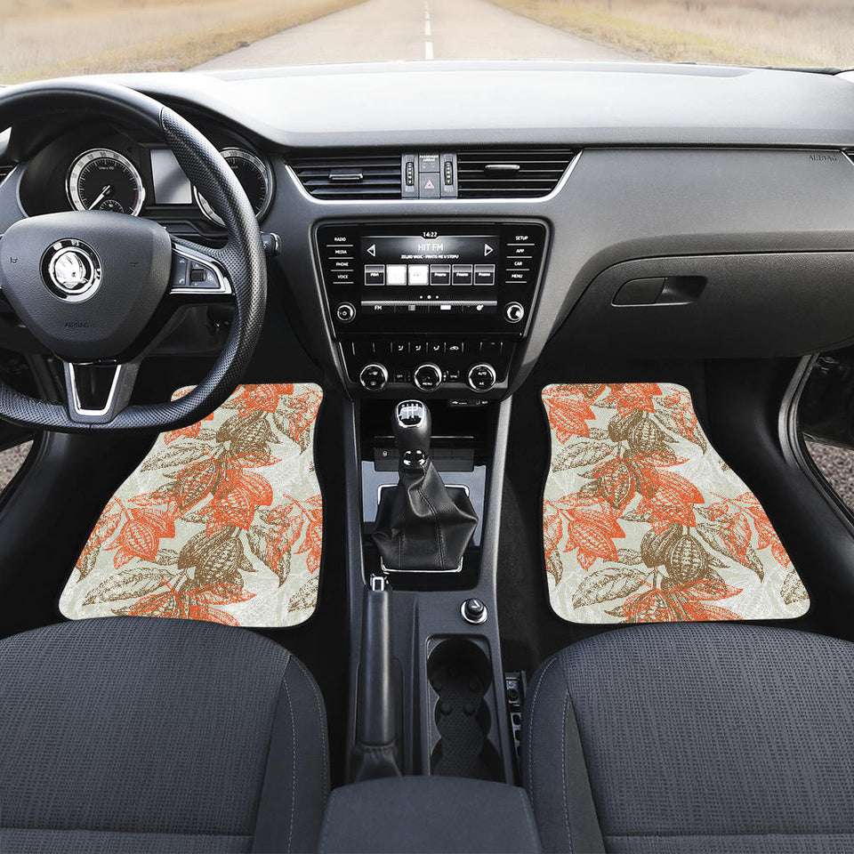 Cocoa Beans Cocoa Tree Pattern Front And Back Car Mats