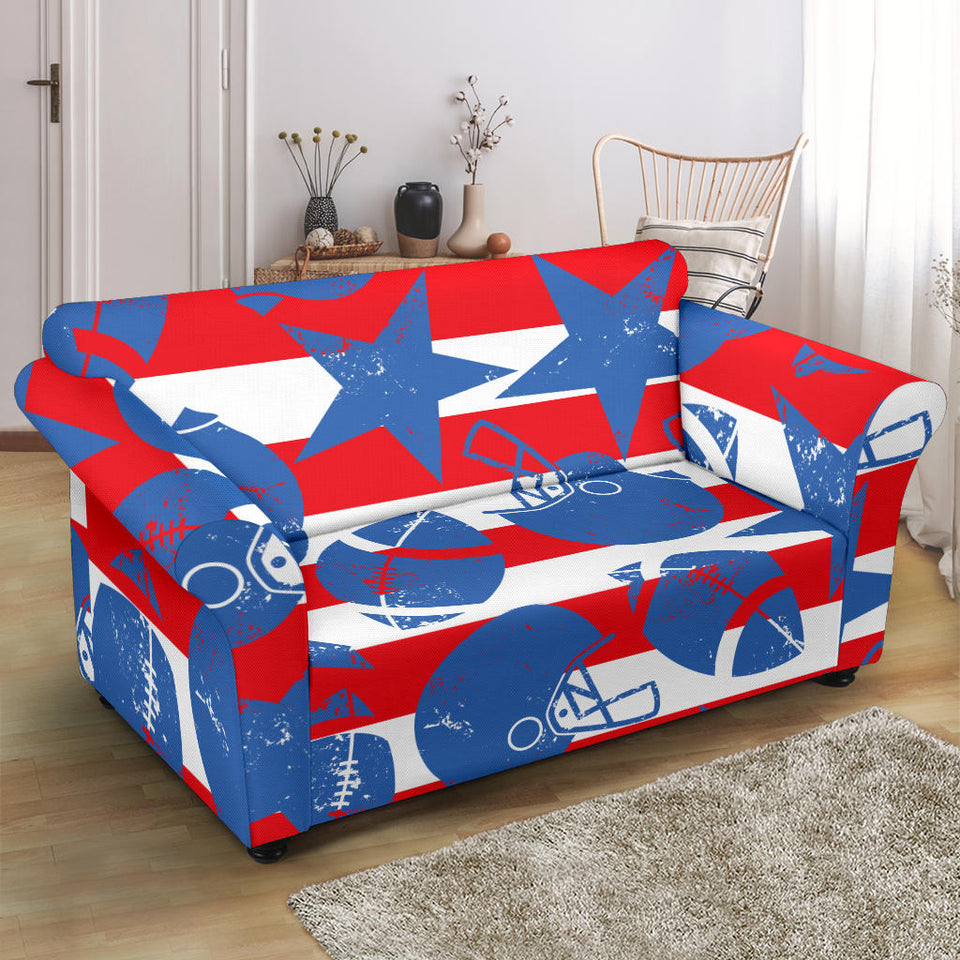 American Football Ball Star Stripes Pattern Loveseat Couch Slipcover