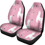 Llama Alpaca Pink Background Universal Fit Car Seat Covers
