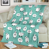 Cute Sheep Green Background Premium Blanket