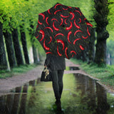 Chili Peppers Pattern Black Background Umbrella