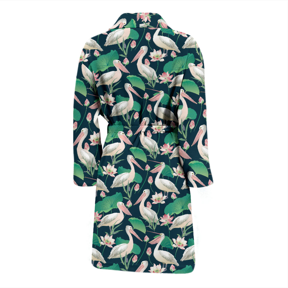 Pelican Pattern Print Design 03 Men's Bathrobe