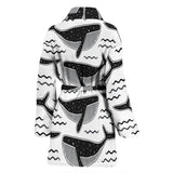 Black Whale Pattern Women'S Bathrobe