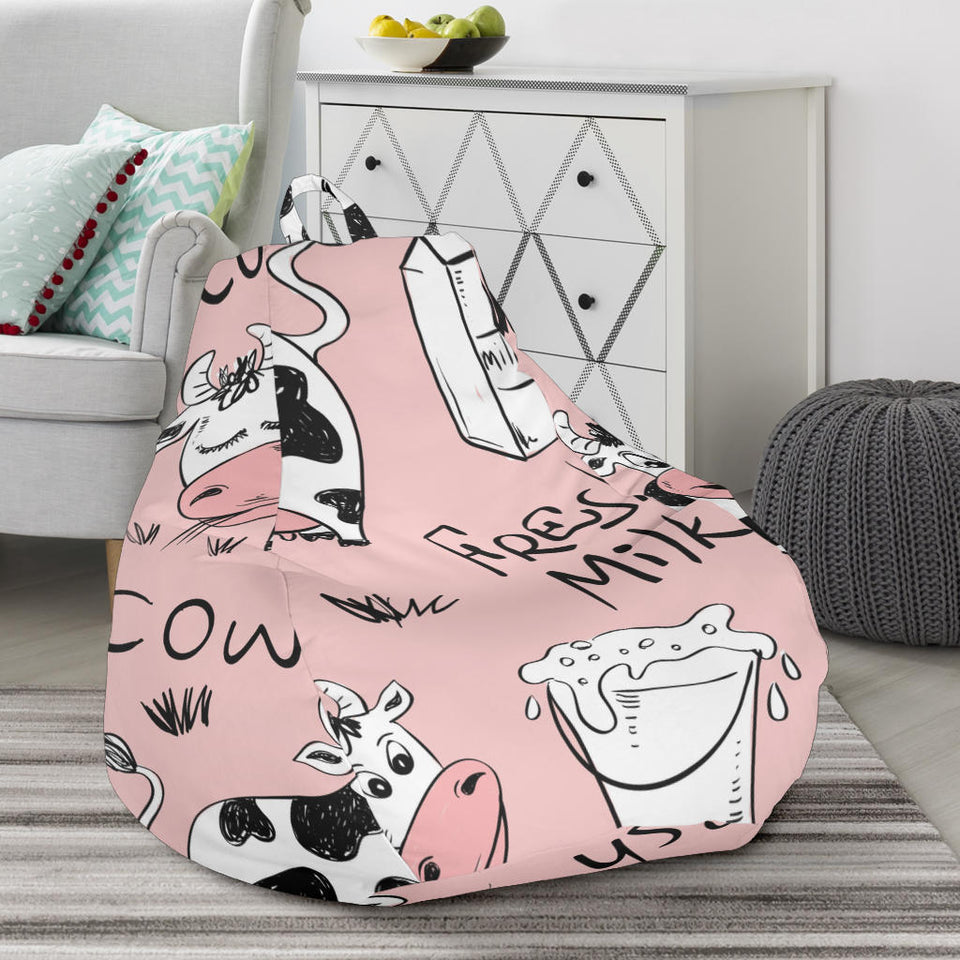 Cows Milk Product Pink Background Bean Bag Cover