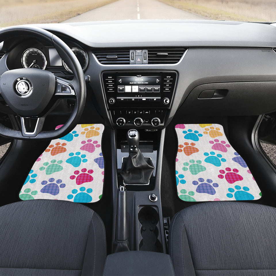 Dog Paws Pattern Print Design 01 Front and Back Car Mats