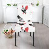 Cool Rooster Chicken Cock Floral Ornament Background Dining Chair Slipcover