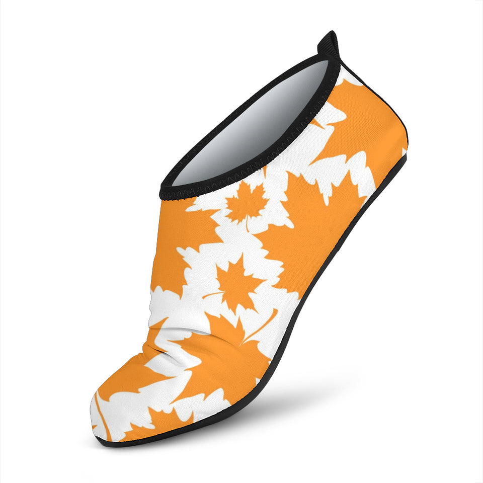 Orange Maple Leaf Pattern Aqua Shoes