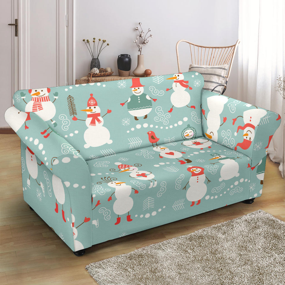 Cute Snowman Pattern Loveseat Couch Slipcover