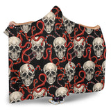 Red Snake Skull Pattern Hooded Blanket