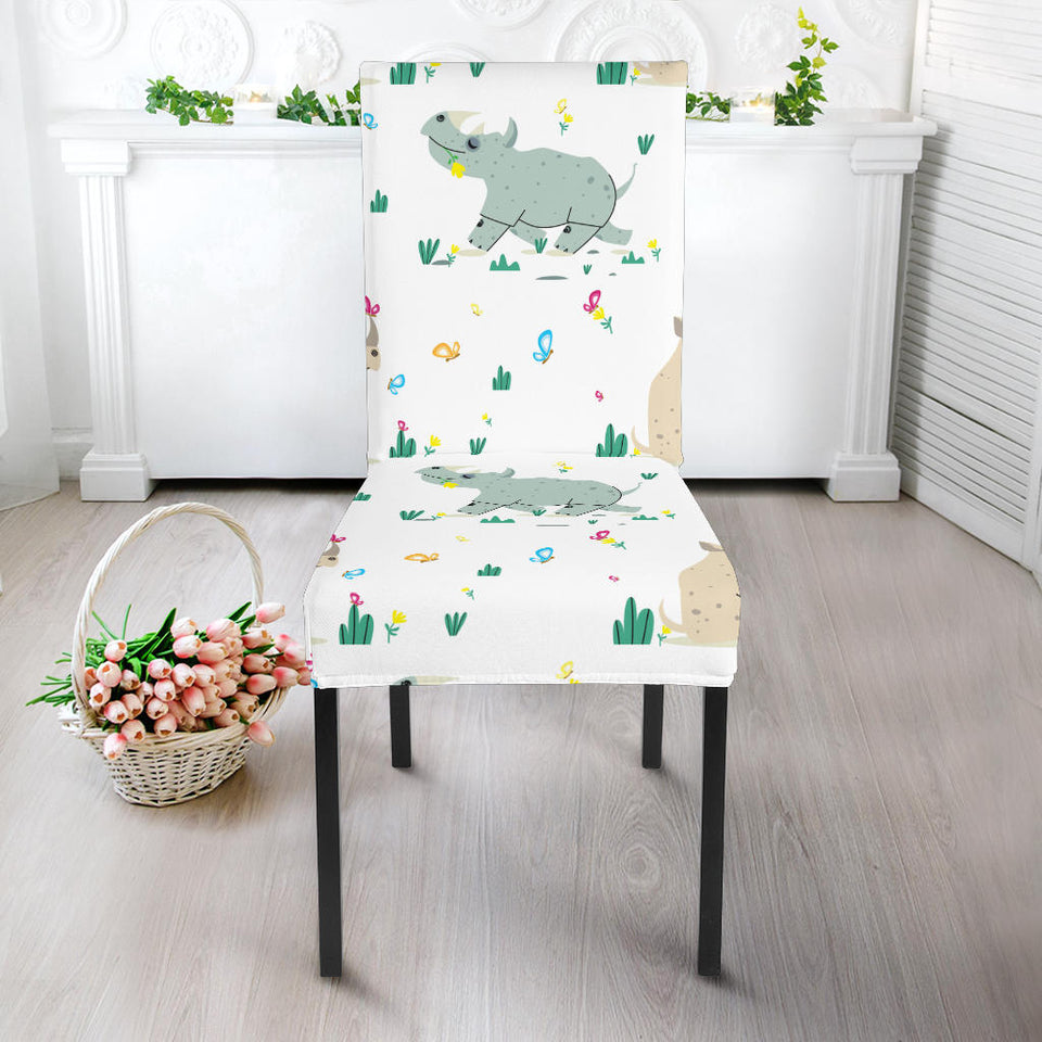 Cute Rhino Pattern Dining Chair Slipcover