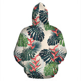 Heliconia Flowers, Palm And Monstera Leaves Men Women Pullover Hoodie