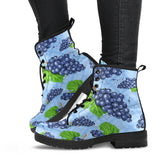 Watercolor Grape Pattern Leather Boots
