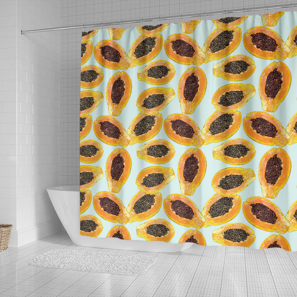 Watercolor Papaya Pattern Shower Curtain Fulfilled In US
