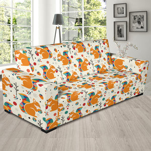 Squirrel Pattern Print Design 04  Sofa Slipcover