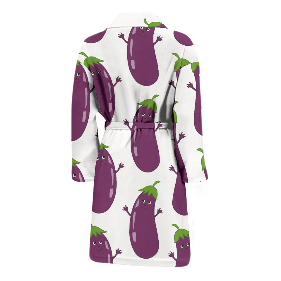 Eggplant Pattern Print Design 01 Men's Bathrobe