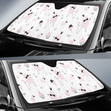 Poodle Dog Rose Cake Pattern Car Sun Shade