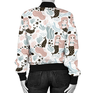 Cute Mermaid Pattern Women'S Bomber Jacket