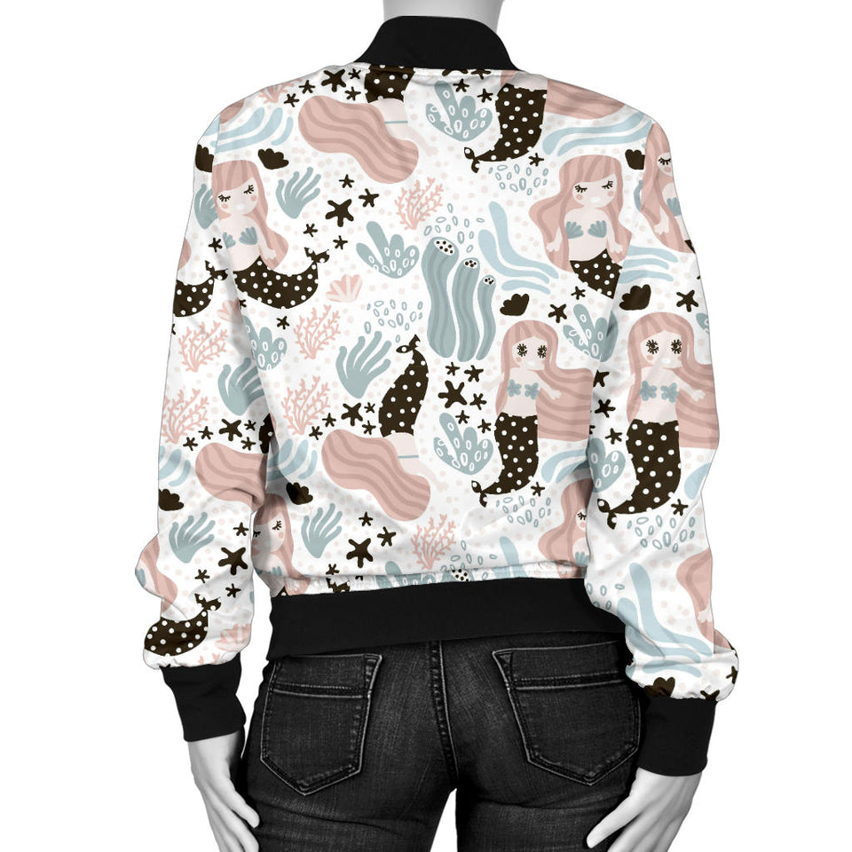 Cute Mermaid Pattern Women'S Bomber Jacket