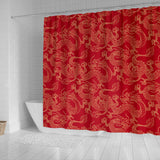 Gold Dragons Red Background Shower Curtain Fulfilled In US