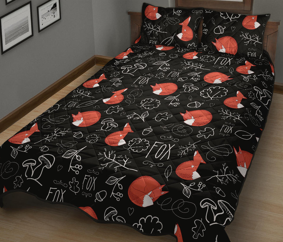 fox sleeping fox pattern Quilt Bed Set