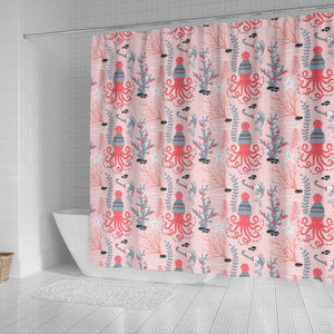 Octopus Winter Hat Garland Fish Candy Seaweed Coral Starfish Shower Curtain Fulfilled In US