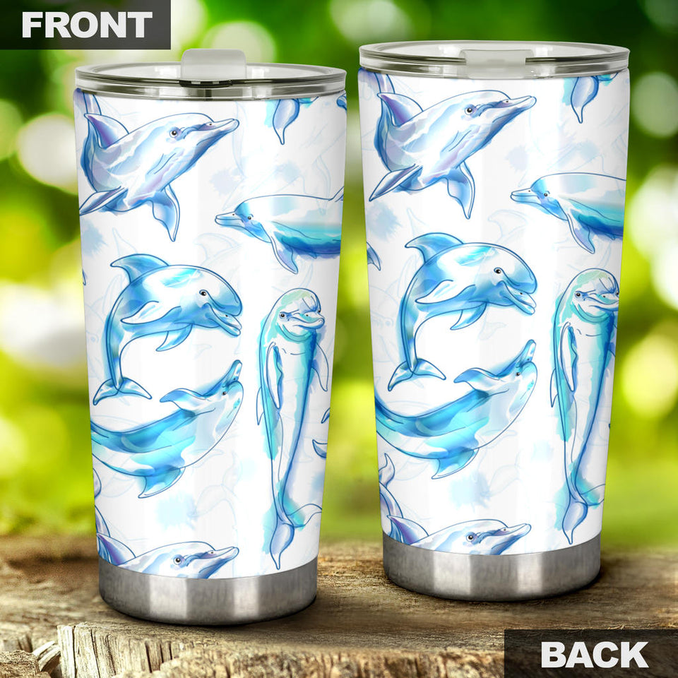 Watercolor Dolphin Pattern Tumbler