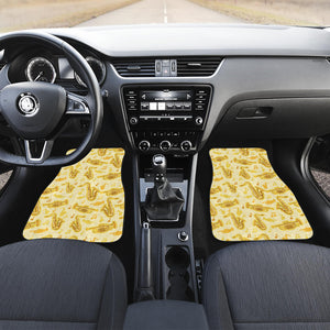 Saxophone Cornet Pattern Yellow Background Front Car Mats