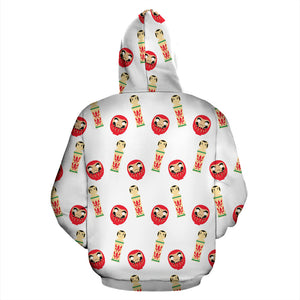 Daruma Japanese Wooden Doll Zip Up Hoodie