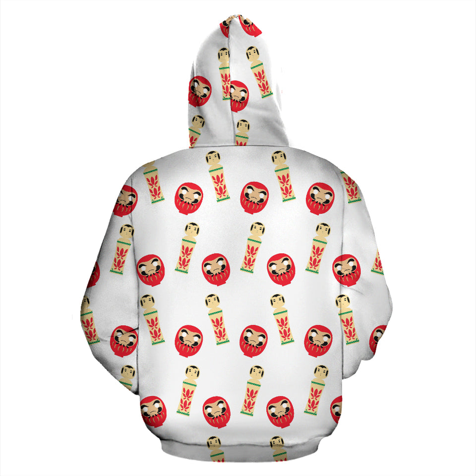 Daruma Japanese Wooden Doll Zip Up Hoodie