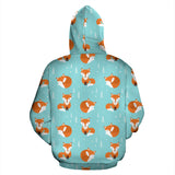 Fox Pattern Blue B Ackground Zip Up Hoodie