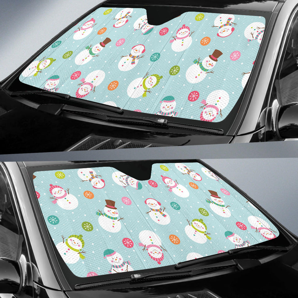 Cute Snowman Snowflake Pattern Car Sun Shade